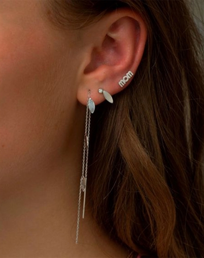 Stine A - Three Leaves Single Ørering - Sølvfarvet